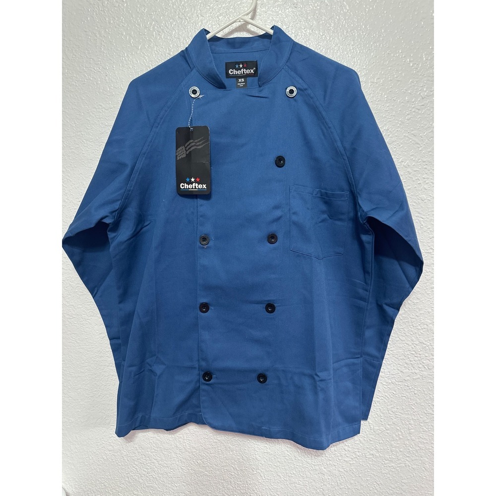 Cheftex Executive Long Sleeve Chef Coat Slate Blue Double Breasted XS CEL50147XS